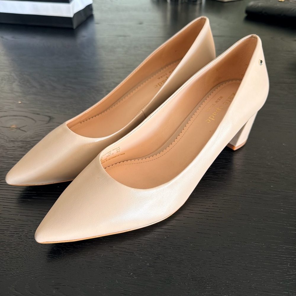 Kate Spade Cream pointed closed toe block heels